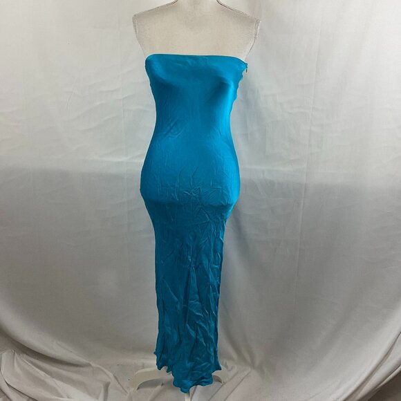 SNDYS Strapless Bodycon Dress US 6 Turquoise Midi-Maxi - Picture 1 of 10